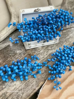 Konár bobule umelé, 48 cm (len bobule 27 cm) modré, cena za 1 konár