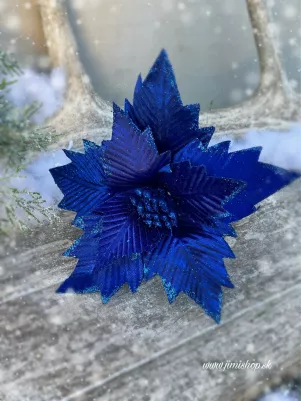 Vianočná ruža na drôtiku 20 cm, Modrá 