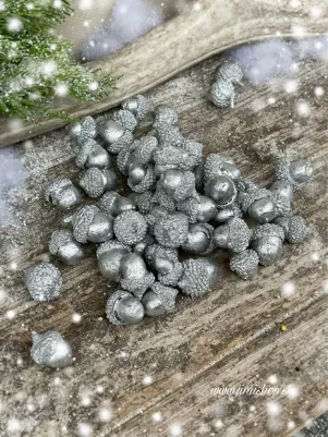 Prírodné žalude, farbené na strieborno (2,5 cm) 200g 