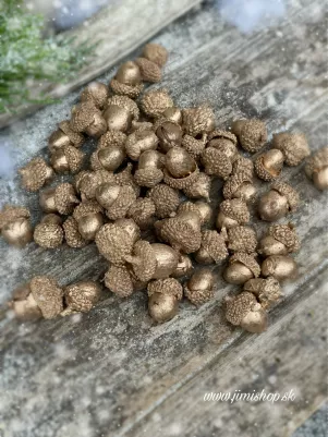 Prírodné žalude, farbené na zlato (2,5 cm) 200g 
