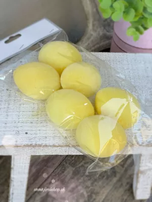 Vajíčka semišové 6 cm 6 ks, žlté 