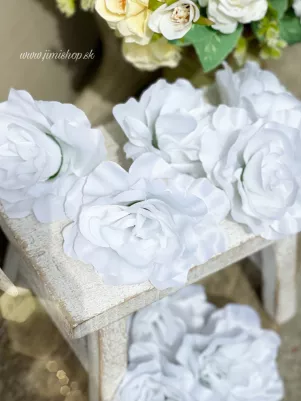 Vencovka ruža 9 cm, (textil+plast)  Biela 