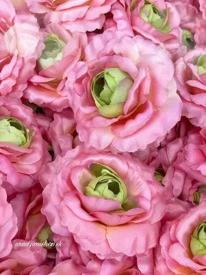 Kvet hlavička 8 cm, textil, ružová