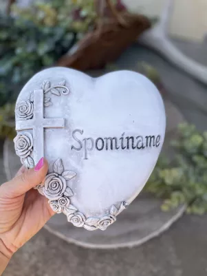 Srdce veľké, spomíname, polyresin, 21x19 cm 