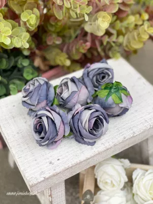 Mini ruža hlavička 5 cm modro-fialová, cena za 1 ks 