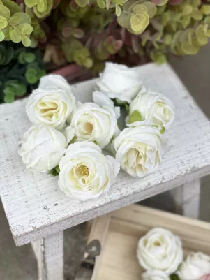 Mini ruža hlavička 5 cm Biela, cena za 1 ks 