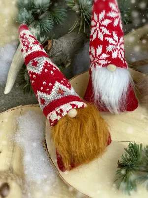 Vianočný škriatok textilný 21 cm, cena za 1 ks, škoricová brada