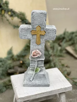 SOLAR kríž polyresin, 30 cm x16 cm, (solar + baterka) svieti 