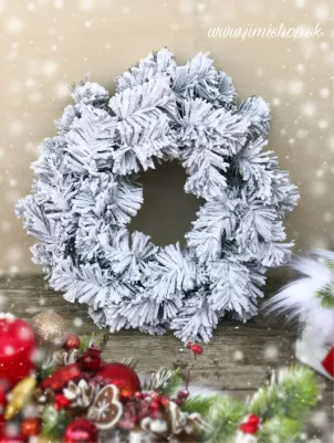  Zasnežený čečinový 32 cm veniec