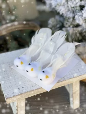 Vtáčiky na štipci biele 14 cm, 3 ks 