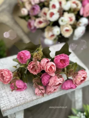 Kytička rarunculus mini slamienka, 29 cm, Ružová