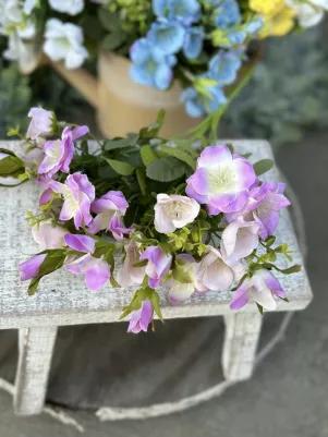 Ruža divá kytička 29 cm, plast + textil, fialová