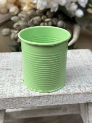 Plechová nádoba, výška 8 cm, šírka 7,5 cm, zelená