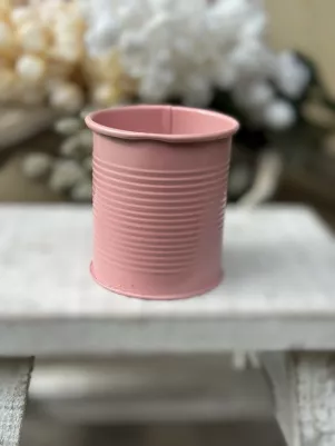 Plechová nádoba, výška 8 cm, šírka 7,5 cm, Ružová