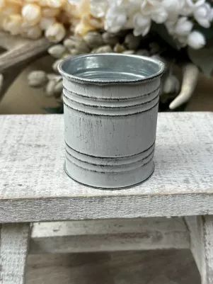 Plechová nádoba, výška 8 cm, šírka 7,5 cm, Šedá