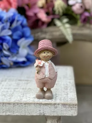 Postavička chlapček polyresin 8,5 cm, ružový