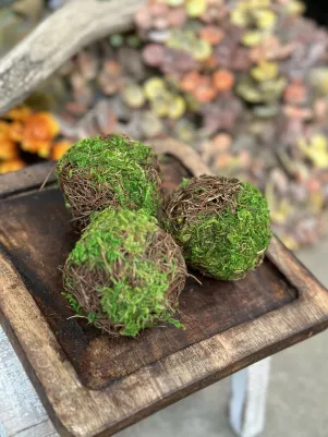 Guľa so zeleným machom 7 cm, cena za 1 ks 