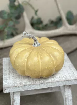 Dekoračná tekvica, polyresin, 17 cm, výška 12 cm, oranžovo zelená 