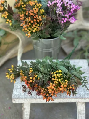 Kytička bobule Papraď, 6x stonka, plast, 30 cm, Oranžová 