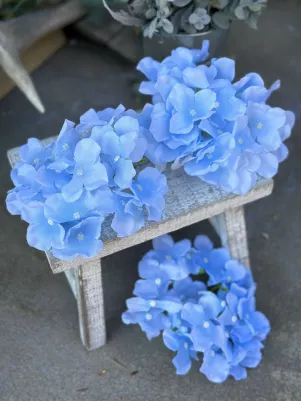 AKCIA Hortenzia hlavička, (17 cm x 12 cm) textilný kvet, cena za 1 ks, modrá 