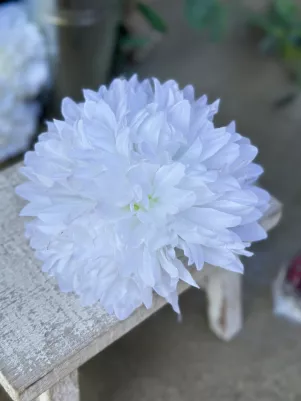 Chryzantéma, balenie 12 ks, 13 cm, textilná, Biela 