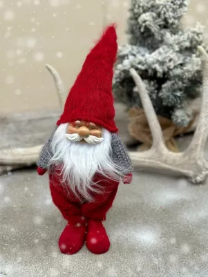 Vianočný škriatok (výška s čiapkou 40 cm) textilný, červený