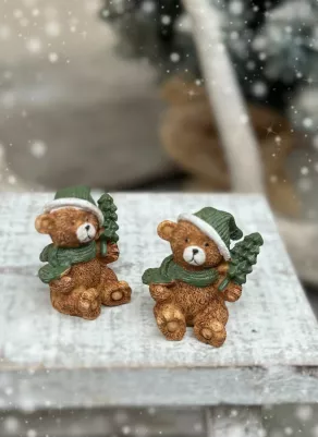Mini postavička macko, 5,5cm, cena za 1 ks, zelený 