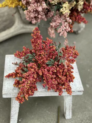 Vres hustý, bobule (polystyrén) 32 cm, červeno oranžové 