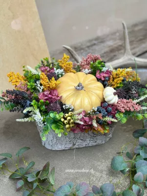 Jesenná dekorácia s tekvicou, 52 cm, výška 22 cm 