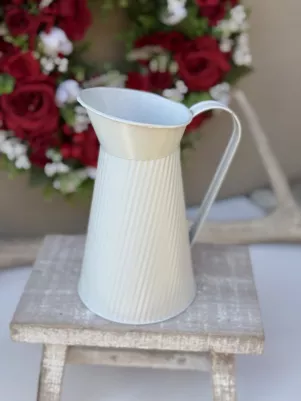 Kanvička plechová, 19cm, biela 