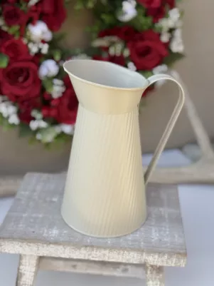Kanvička plechová, 19cm, krémová 