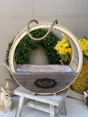 Drevený obal s fóliou, 32cm, hrúbka 11,5cm, šedý