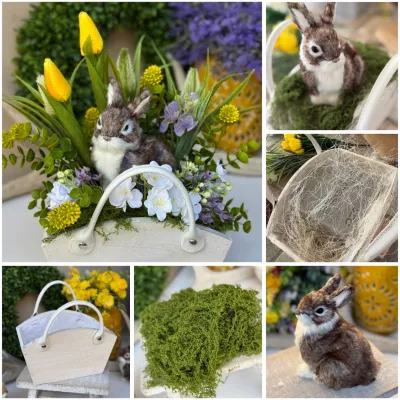 BOX ‼️ materiál na výrobu dekorácie so Zajkom. Výška hotovej dekorácie 36cm 