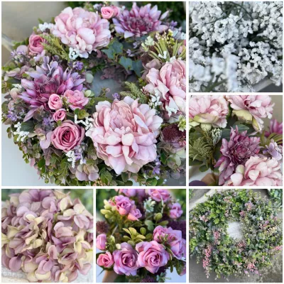 BOX‼️💐 materiál na výrobu bohato zdobeného venca, hotový veniec má cca 46, pivonkový
