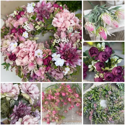 BOX‼️EXTRA zdobený💐 materiál na výrobu bohato zdobeného venca, hotový veniec má cca 46, pivonkový