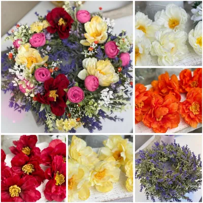 BOX ‼️💐 materiál na výrobu bohato zdobeného venca, hotový veniec má cca 34cm, maky