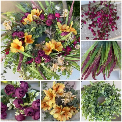 BOX ‼️💐 materiál na výrobu bohato zdobeného venca, hotový veniec má cca 38cm