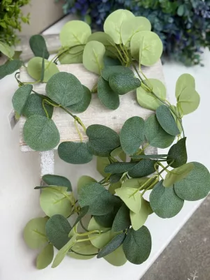 Girlanda eukalyptus 200cm, textilné kvety, stonka plast