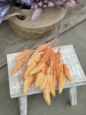 Tráva farebná, plast, 35 cm, poprášená, žlto-oranžová