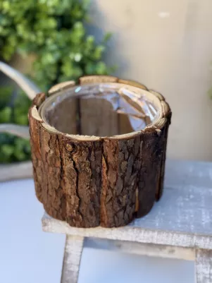 Drevený obal s fóliou (kôra) šírka 17cm, výška 12cm 