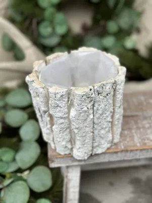 Drevený obal s fóliou, kôra biela, 12cm x 12cm 