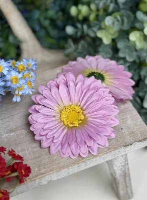 Gerbera hlavička plochá, 10cm, textil, cena za 1ks, ružová